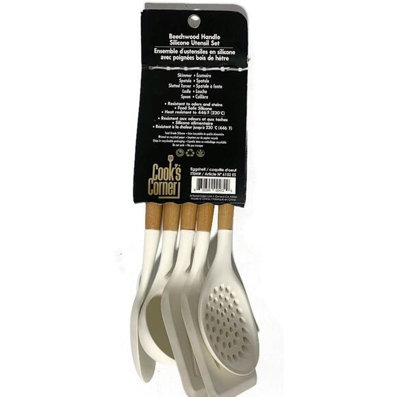Cook's Corner Silicone Utensil Set 5 Piece Eggshell NEW - Picture 2 of 5